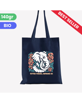 personalised navy organic tote bag