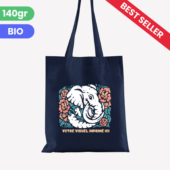 personalised navy organic tote bag