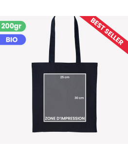 personalised black organic tote bag