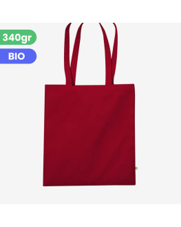 red organic tote bag