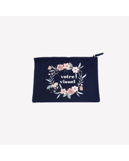 personalized navy cotton pouch