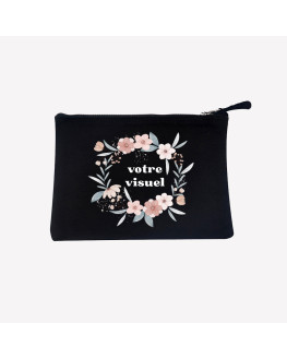 personalized black cotton pouch