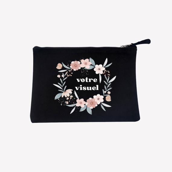 personalized black cotton pouch
