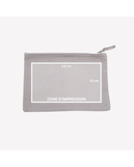 personalised grey cotton zip pouch
