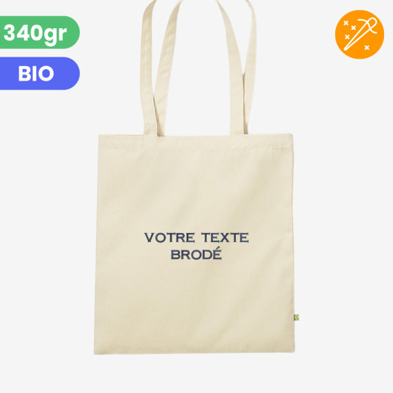 Embroidered organic tote bag