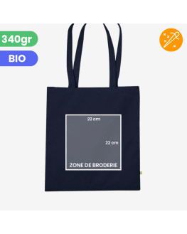 navy embroidered tote bag