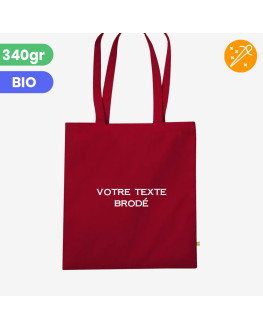 red personalized organic tote bag