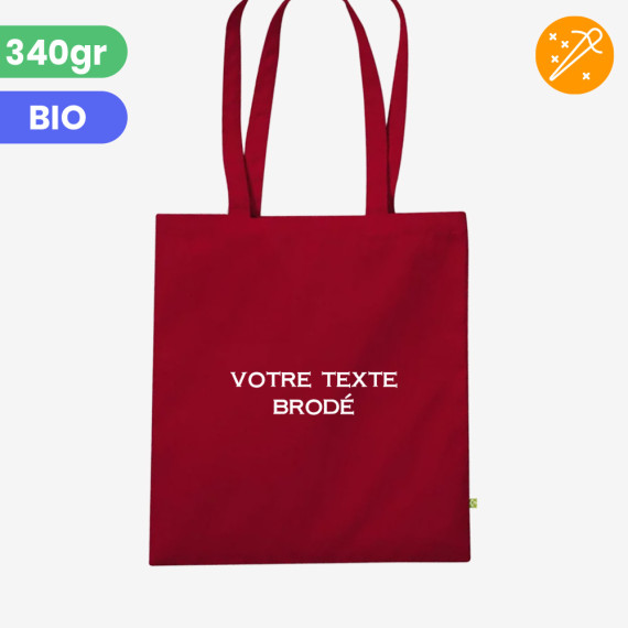 red personalized organic tote bag