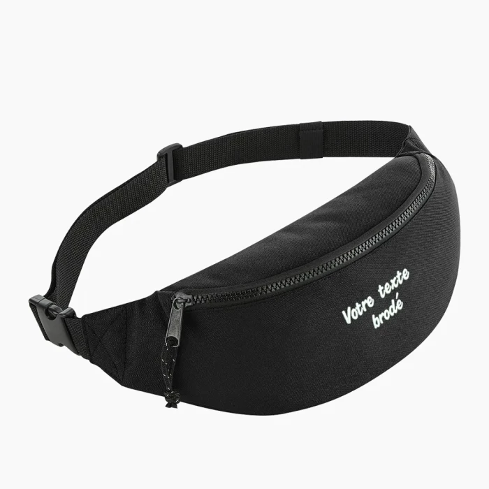 embroidered black fanny bag